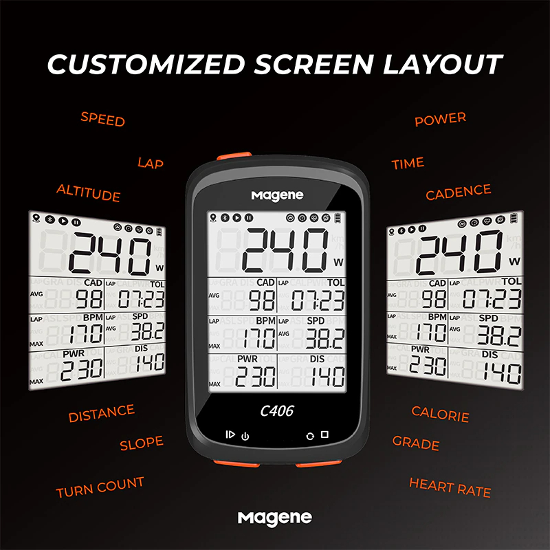 ไมล์จักรยานแบบ GPS Magene C406 GPS Waterproof จอ 2.5 LCD Display Waterproof Support Bluetooth Ant