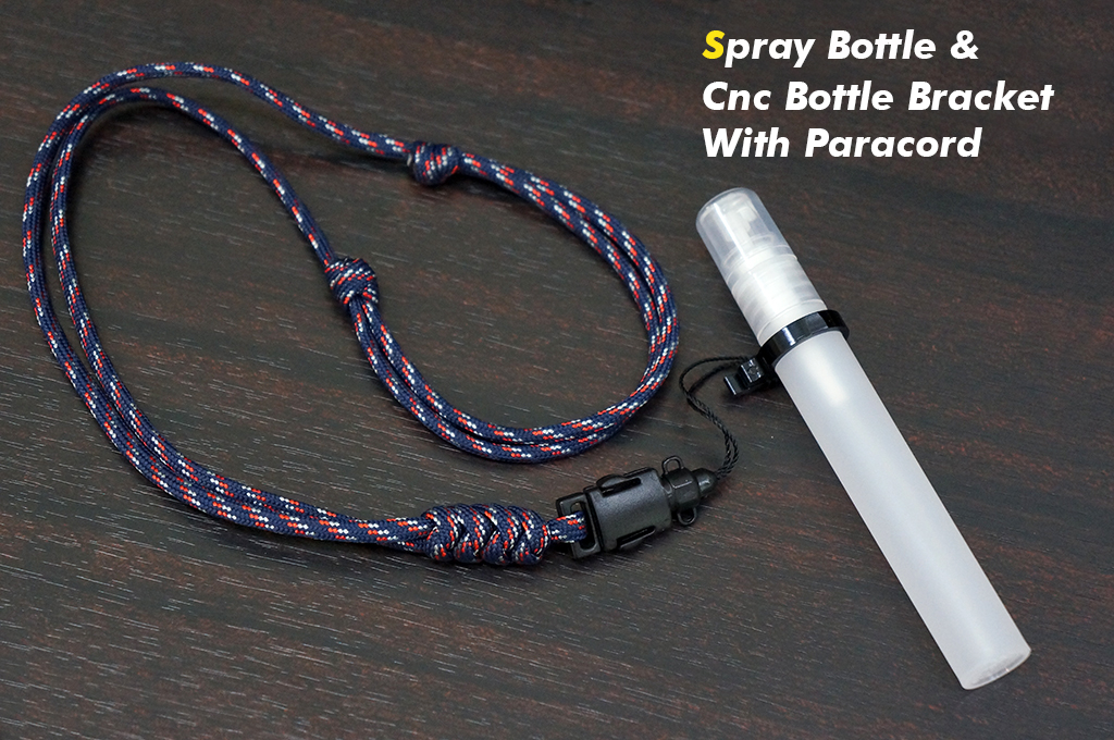สายคล้องคอเชือก Paracord 550 พร้อมตัวแขวนCNC กับ ขวดสเปรย์ ขนาดพกพา 10ml