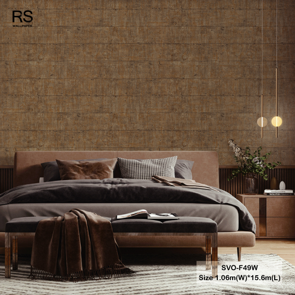 วอลเปเปอร์ลายคอนกรีต สีน้ำตาลปนทอง SVO-F49W