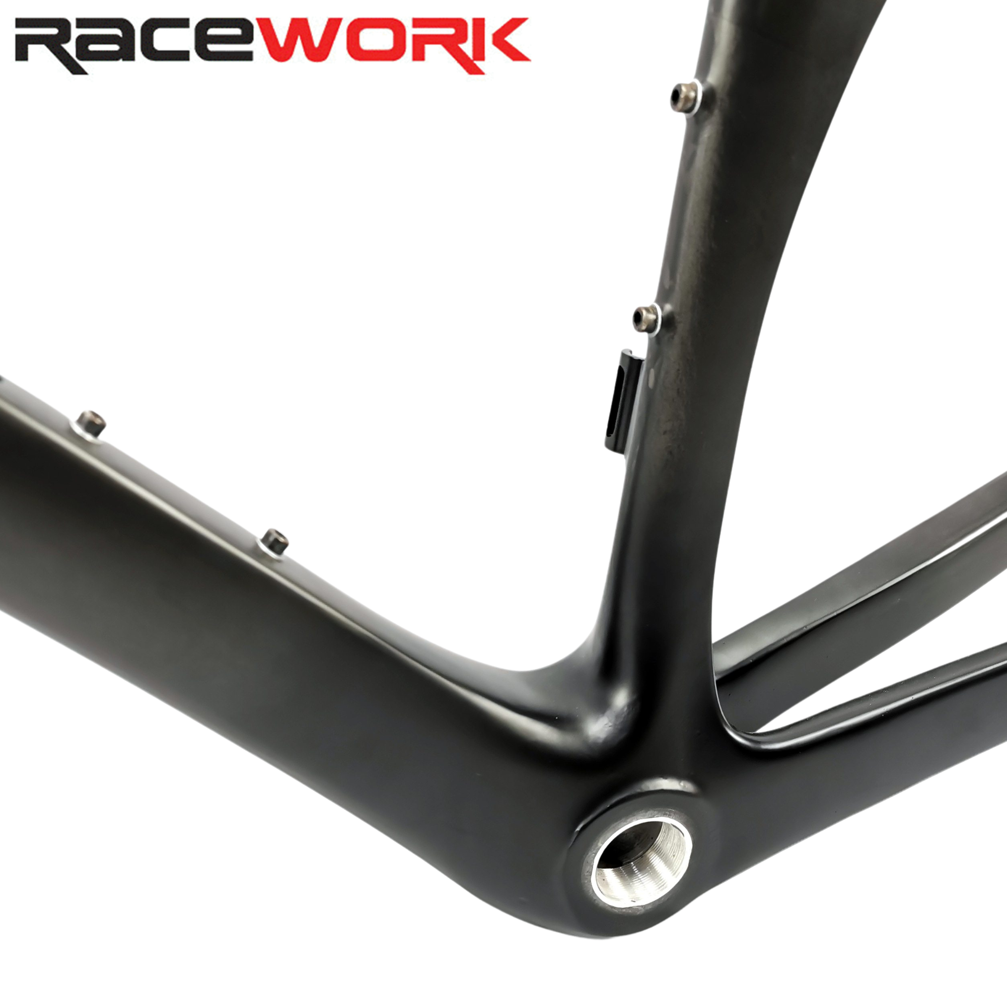 คาร์บอนแท้ เฟรมจักรยานเสือหมอบคาร์บอน RACEWORK สีดำ มีขนาด 44 47 49 51 แถมฟรี ตะเกียบ หลักอาน ถ้วยคอ สตาร์นัท