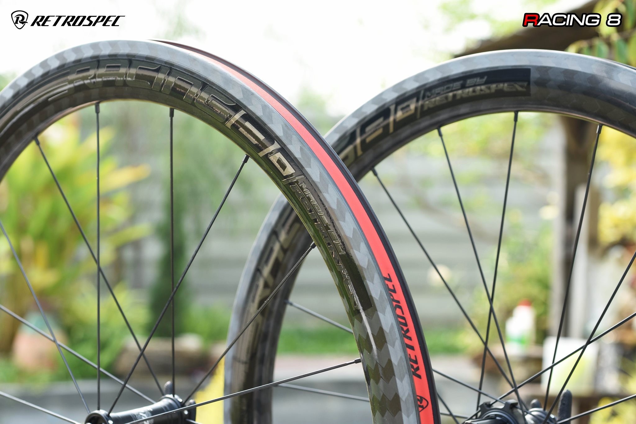 ล้อจักรยานเสือหมอบคาร์บอน Retrospec รุ่น Racing 8 Carbon T800 ลาย Carbon 12k ทแยง