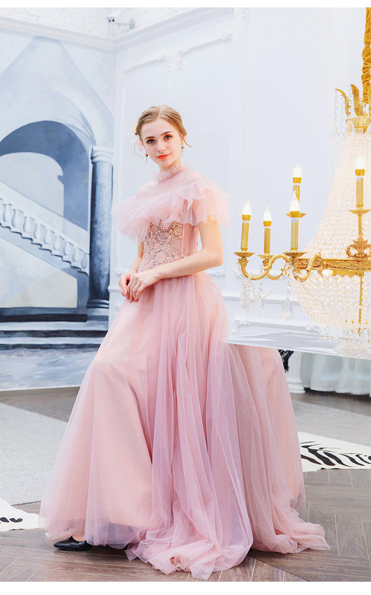 DL114 **พรีออเดอร์** ชุดออกงานสีชมพู ชุดราตรี เดรสยาวออกงาน (Night party dresses) ชุดไปงานแต่งงานสวยๆ "ธีมสีชมพู"