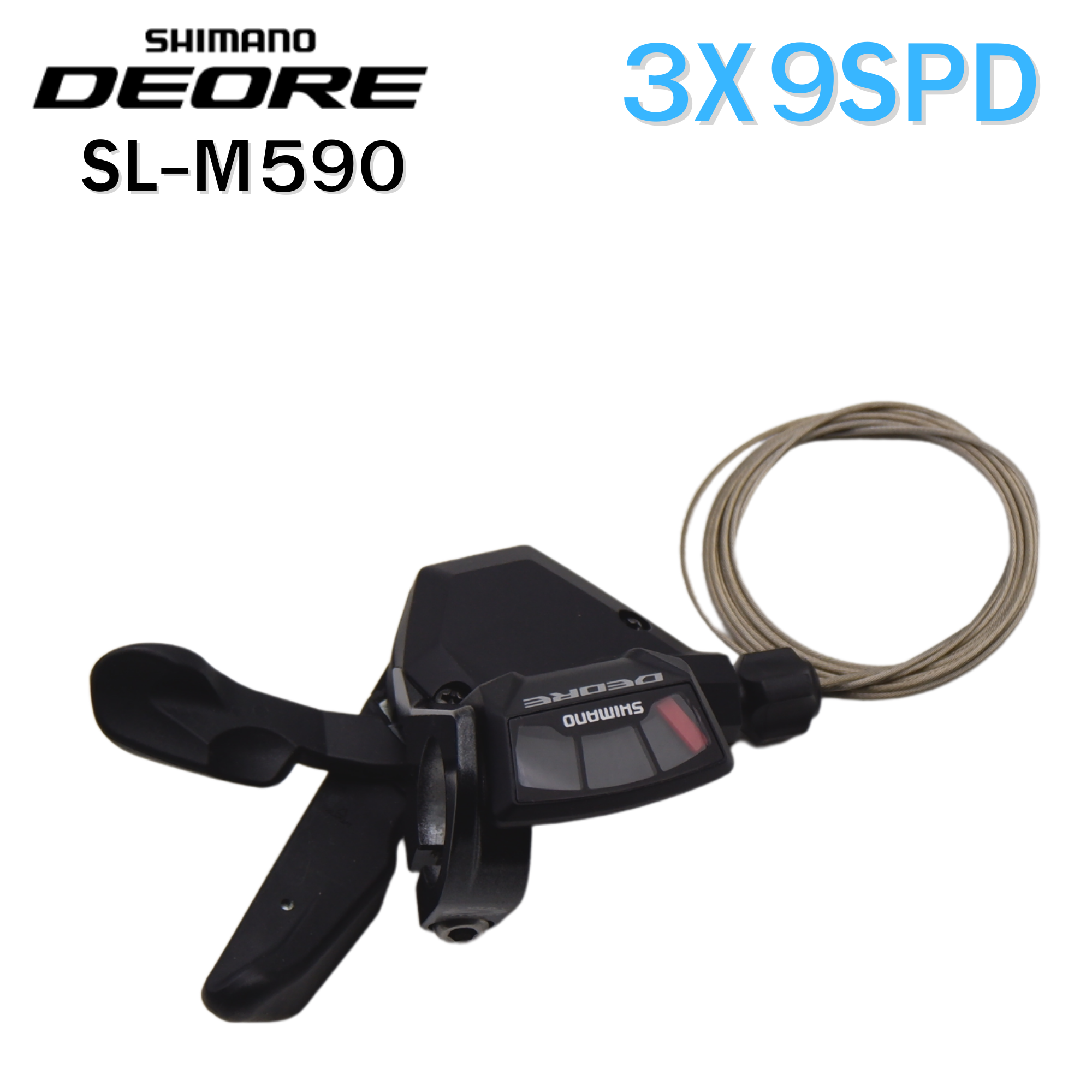 มือเกียร์จักรยาน SHIMANO DEORE, 3X9-Speed, SL-M590 ซ้าย+ขวา พร้อมสายในเกียร์