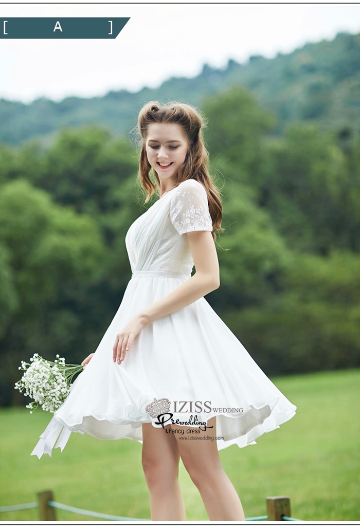 ฺBM0119 - พรีออเดอร์ ชุดเพื่อนเจ้าสาวราตรีสั้นธีมสีขาวและสีเทา น่ารักมากๆค่ะ