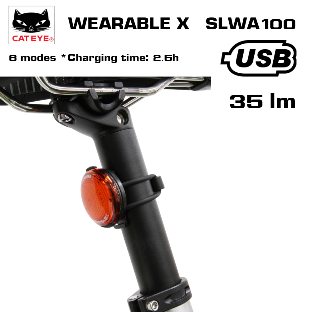 ไฟกระพริบติดจักรยาน CATEYE WEARABLE X, SLWA100 USB