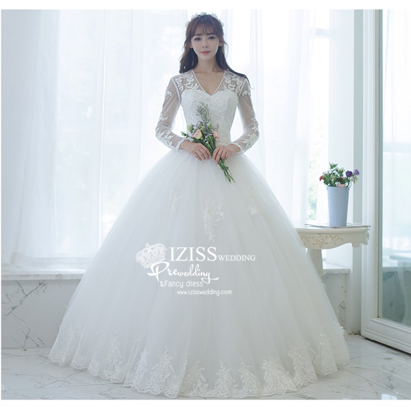 BR256 **พรีออเดอร์**ชุดแต่งงาน&ชุดเจ้าสาวแบบยาวสีขาวเกรดพรีเมี่ยม เปิดไหล่ มีแขน หรูหราน่ารัก สวยโดดเด่นไม่ซ้ำใคร