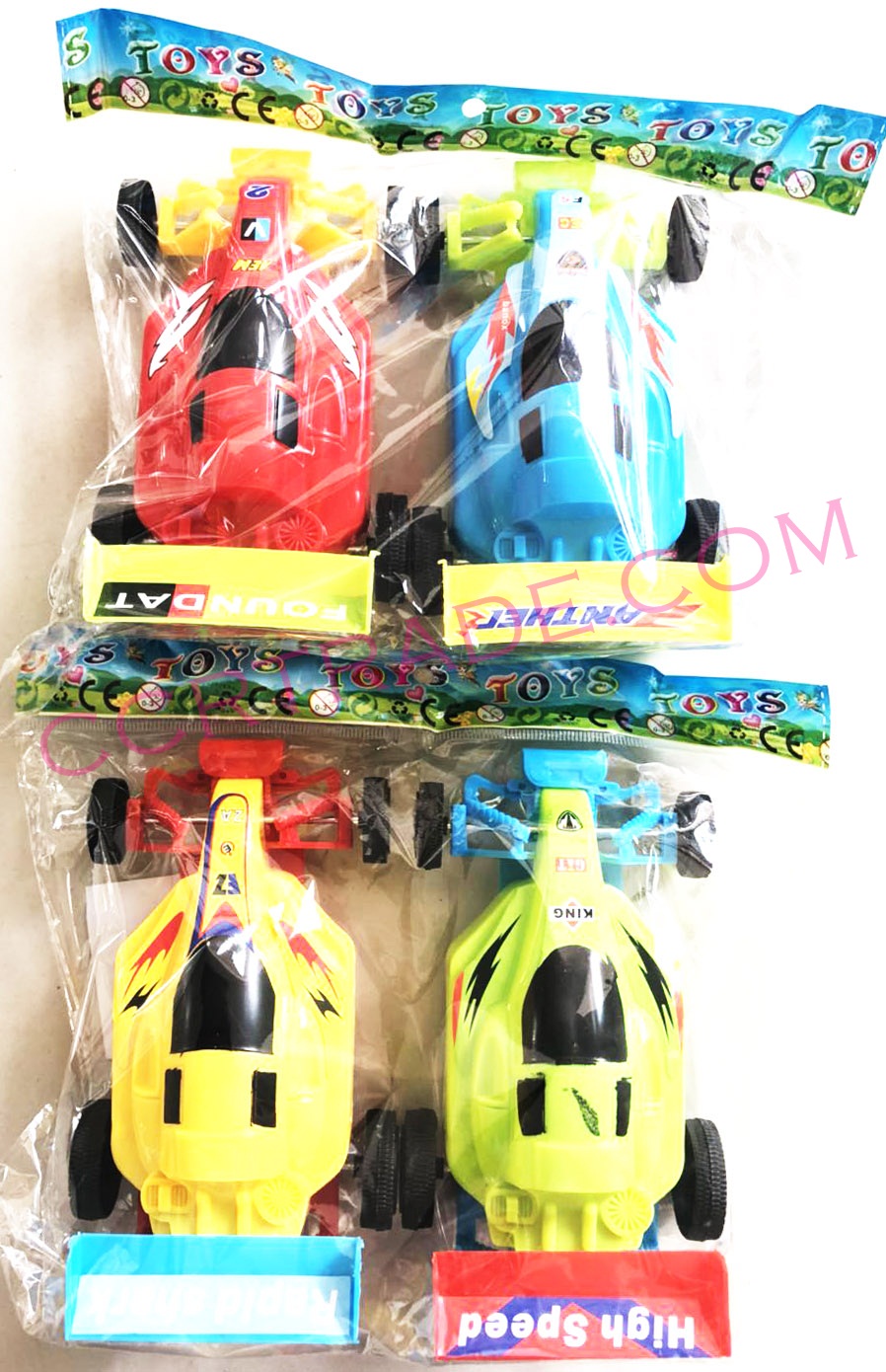 รถแข่งสีสด 2 ชิ้น มีลานถุง 21 ซม.