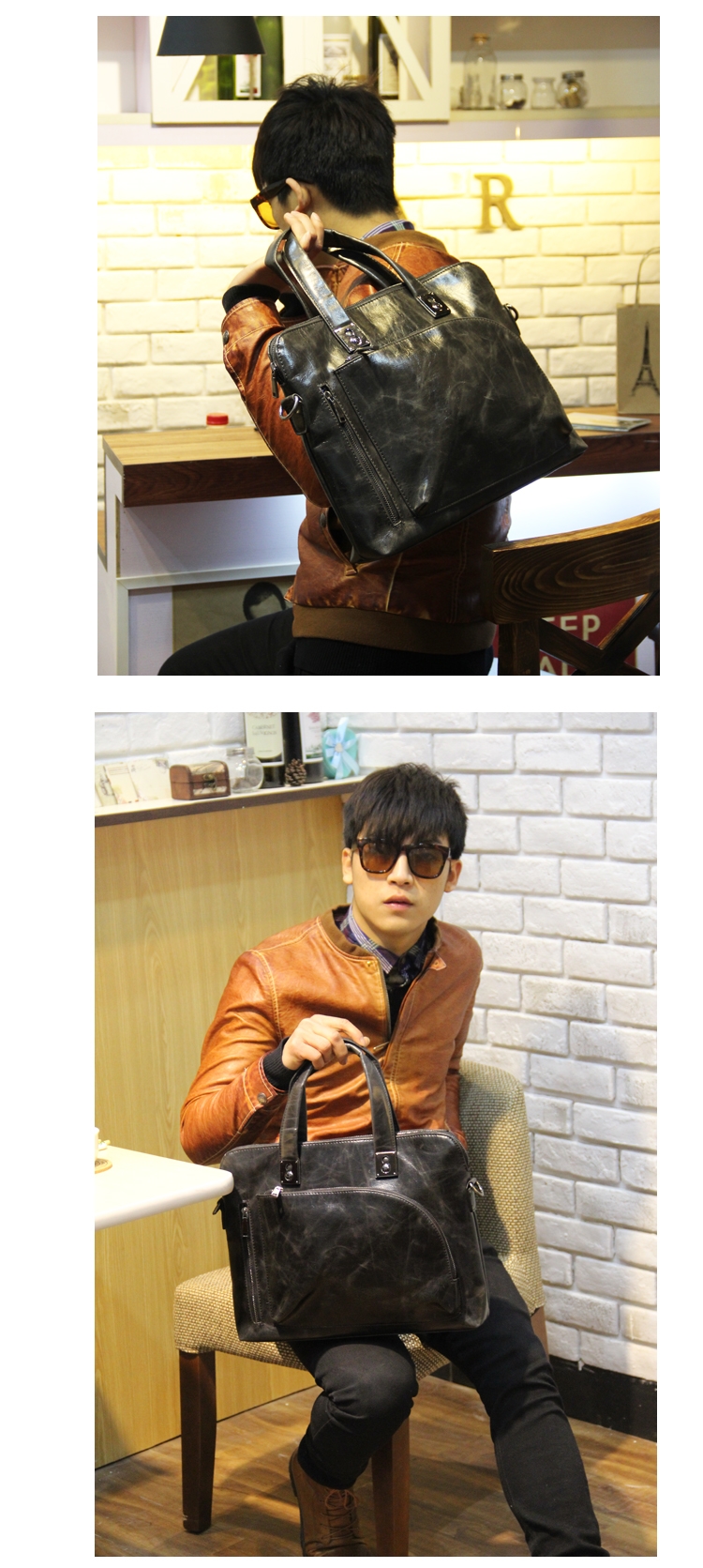 กระเป๋าแฟชั่นผู้ชาย : กระเป๋าแฟชั่น กระเป๋าสะพาย พร้อมส่ง หนังPU สีดำ สไตล์วินเทจ มีสายยาวให้ เท่ห์ และดูดีมากๆค่ะ