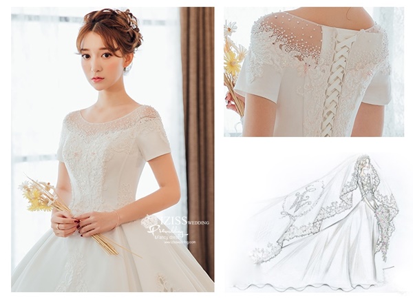 BR351 **พรีออเดอร์**ชุดแต่งงาน&ชุดเจ้าสาวแบบยาวอลังการ สีขาวเกรดพรีเมี่ยม หรูหราน่ารัก สวยโดดเด่นไม่ซ้ำใคร