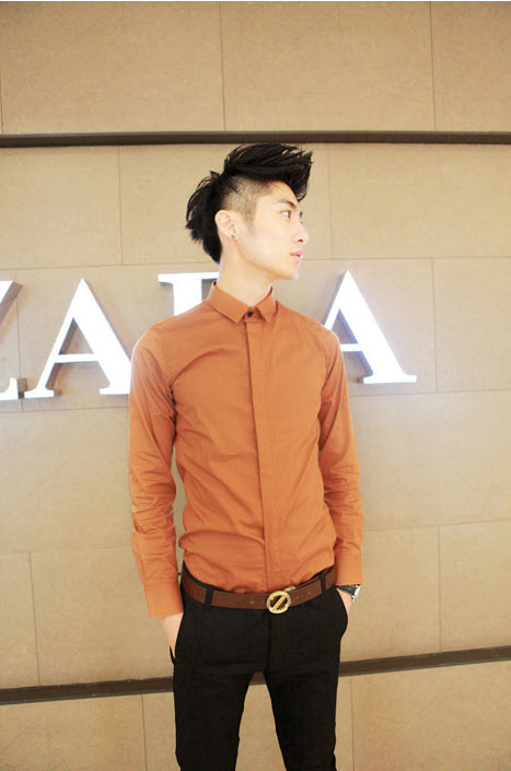 พร้อมส่ง เสื้อเชิ้ตผู้ชาย สีส้ม แขนยาว ผ่ากระดุม กระดุมหน้าเต็มตัว ใส่ทำงาน ใส่ลำลอง ใส่เที่ยว