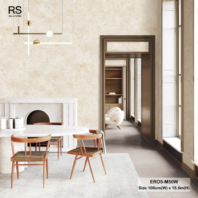 วอลเปเปอร์ลายปูนเปลือยคอนกรีต สีน้ำตาลปนทอง ERO5-M50W