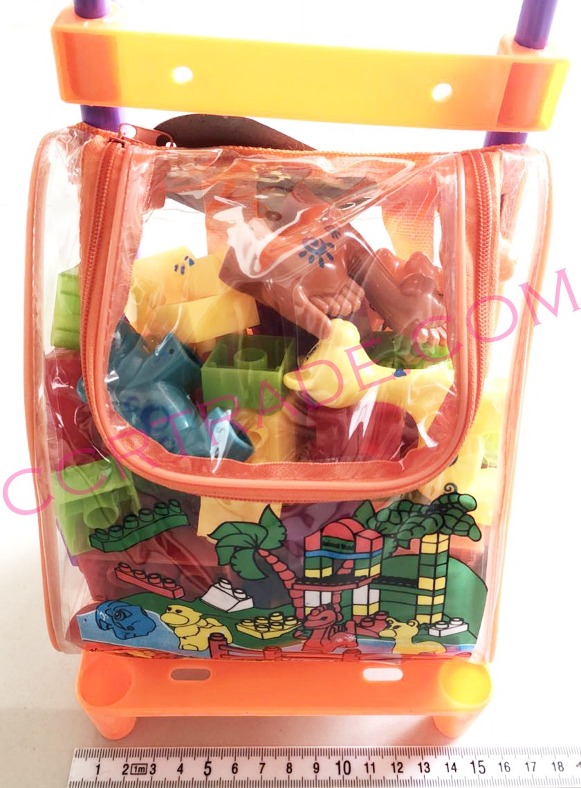 บล็อคตัวต่อ 87 ชิ้นกระเป๋าลากการ์ตูน 44 ซม.(1x3)