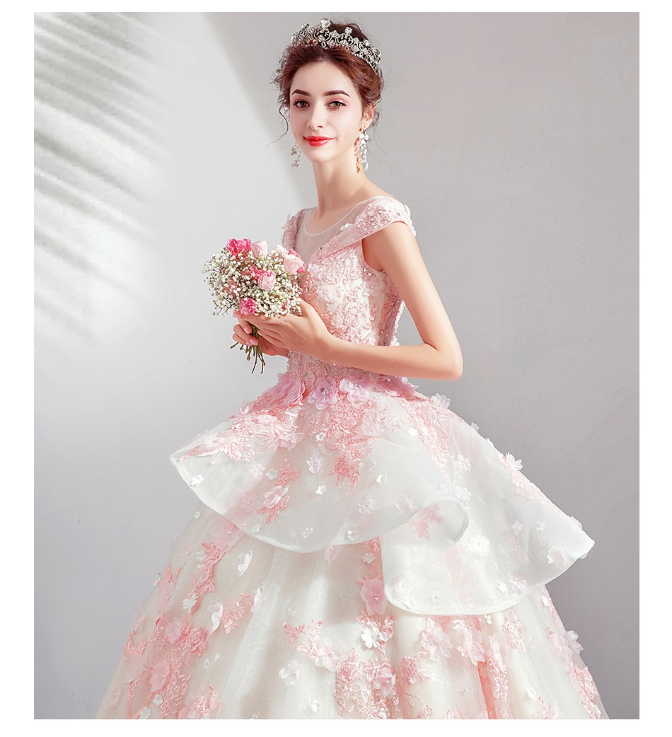 DL107 **พรีออเดอร์** ชุดออกงานสีขาวชมพู ชุดราตรี เดรสยาวออกงาน (Night party dresses) ชุดไปงานแต่งงานสวยๆ "ธีมสีขาวชมพู"