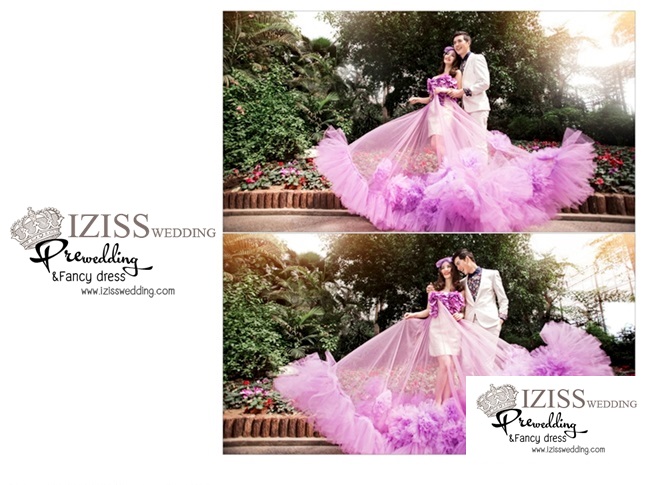 PW160 - **พรีออเดอร์** ชุดคู่ถ่ายพรีเวดดิ้ง (prewedding dress) & ชุดแต่งงานแฟนซี (Fancy wedding dress)ชายหญิง "ธีมสีม่วง-ขาว"