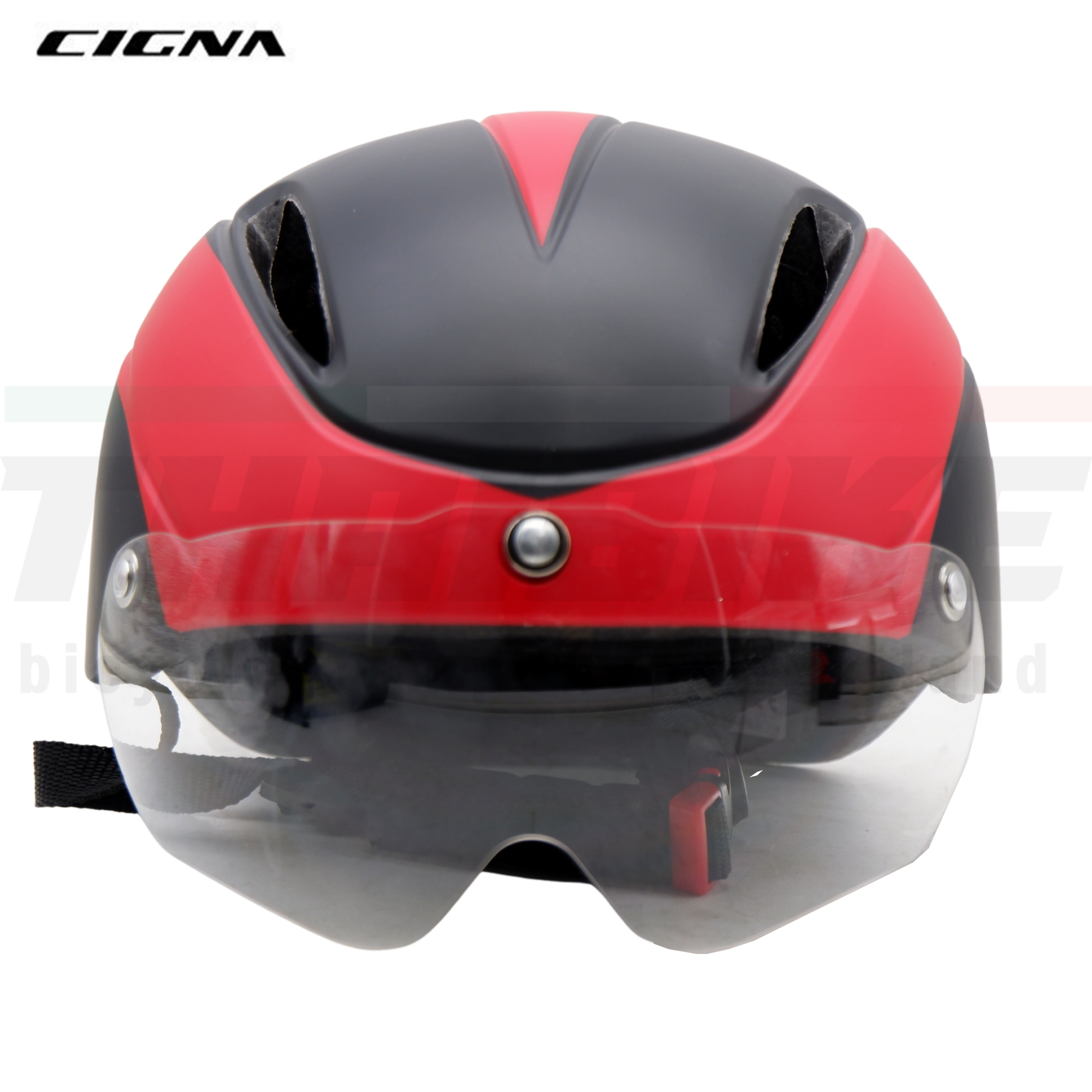 หมวกกันน็อคจักรยานแบบมีแว่นยี่ห้อ CIGNA SIZE Lหมวกมีแว่น 54-61CM(แว่นใส)