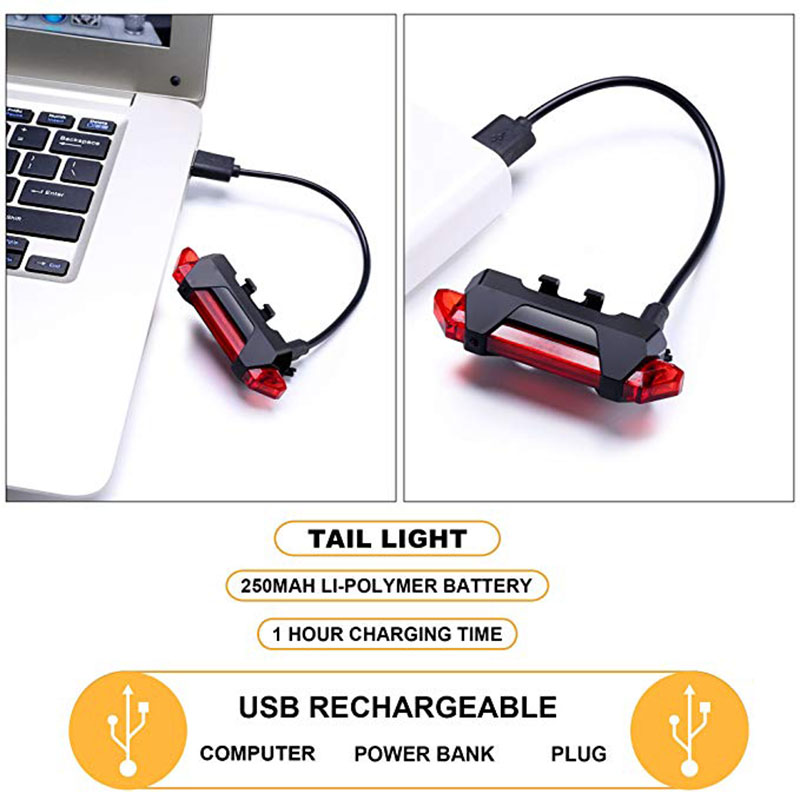 ไฟหน้า ไฟท้ายจักรยาน THAIIBIKE ชาร์จ USB LIGHT DC-918 สีแดง สีขาว สีน้ำเงิน
