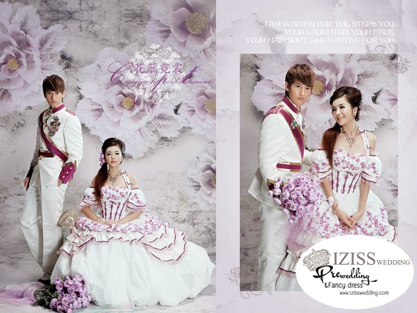 PW183 - Pre order ชุดคู่ถ่ายพรีเวดดิ้ง (prewedding dress) & ชุดแต่งงานแฟนซี (Fancy wedding dress)ชายหญิง "ธีมสีขาวม่วง"