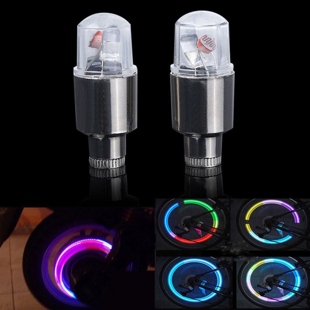 ไฟติดจุ๊บล้อจักรยานไฟสีสลับ ติดอัตโนมัติ LED Tire Valve Dust Cap Spoke Flash Light