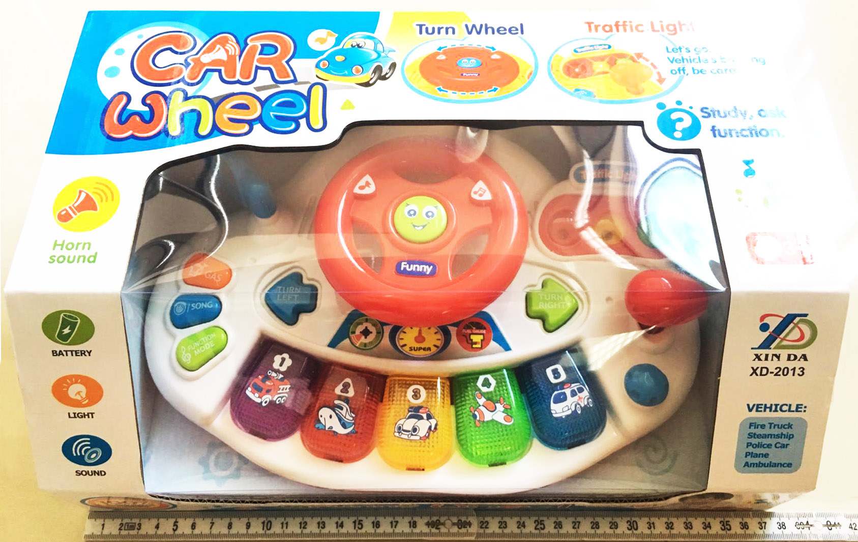 พวงมาลัยดนตรี มีเสียง มีไฟ กล่อง 38 ซม.(1x2)