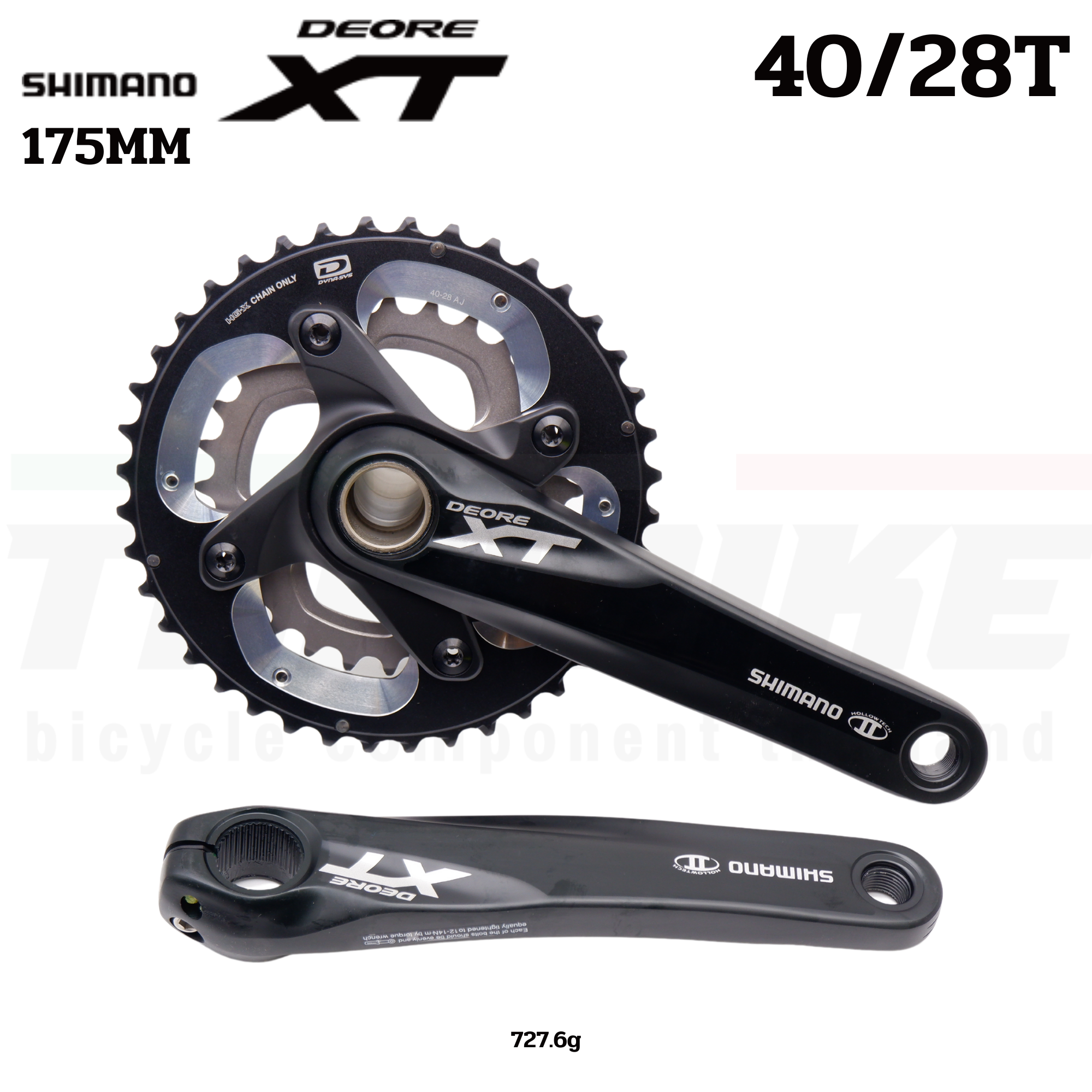 ชุดขาจานจักรยาน SHIMANO XT, FCM785, 2 ชั้น, 40/28T, 175MM, สีดำ, พร้อมกะโหลก (มีกล่อง)