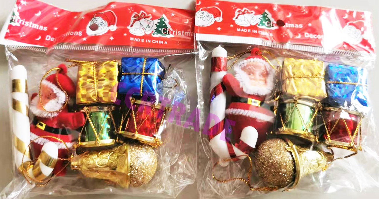 ชุดประดับปีใหม่ซานต้า+กล่อง 8 ชิ้น 13 ซม.