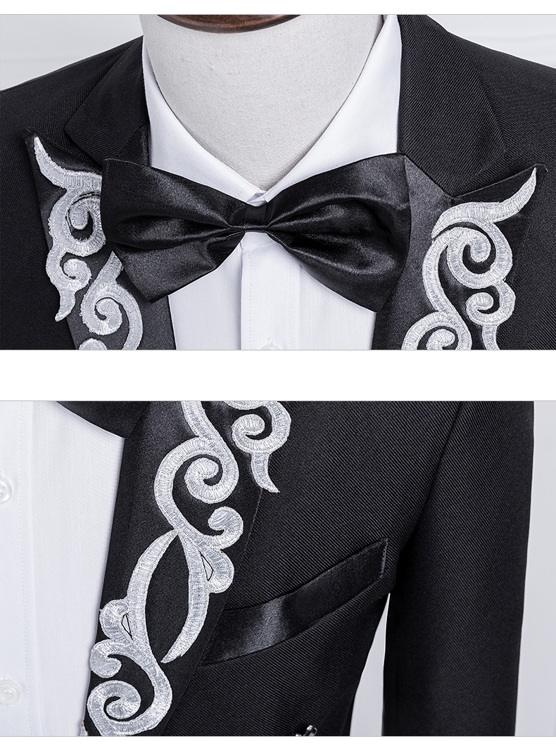 ST131- **พรีออเดอร์**สูททักสิโด้ผู้ชายสีดำ แขนยาว พร้อมแถบคาดเอว และกางเกง ชุดสูทเจ้าบ่าว สูทแฟนซี ถ่ายพรีเวดดิ้ง & ชุดแต่งงานแฟนซี (Fancy wedding dress) สูททักสิโด้ผู้ชายสีขาว