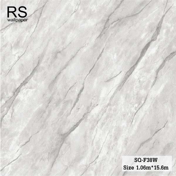 วอลเปเปอร์ ลายหินอ่อน สีเทาอ่อน แทรกเส้นแตกลายงาน สีเงิน SQ-F38W