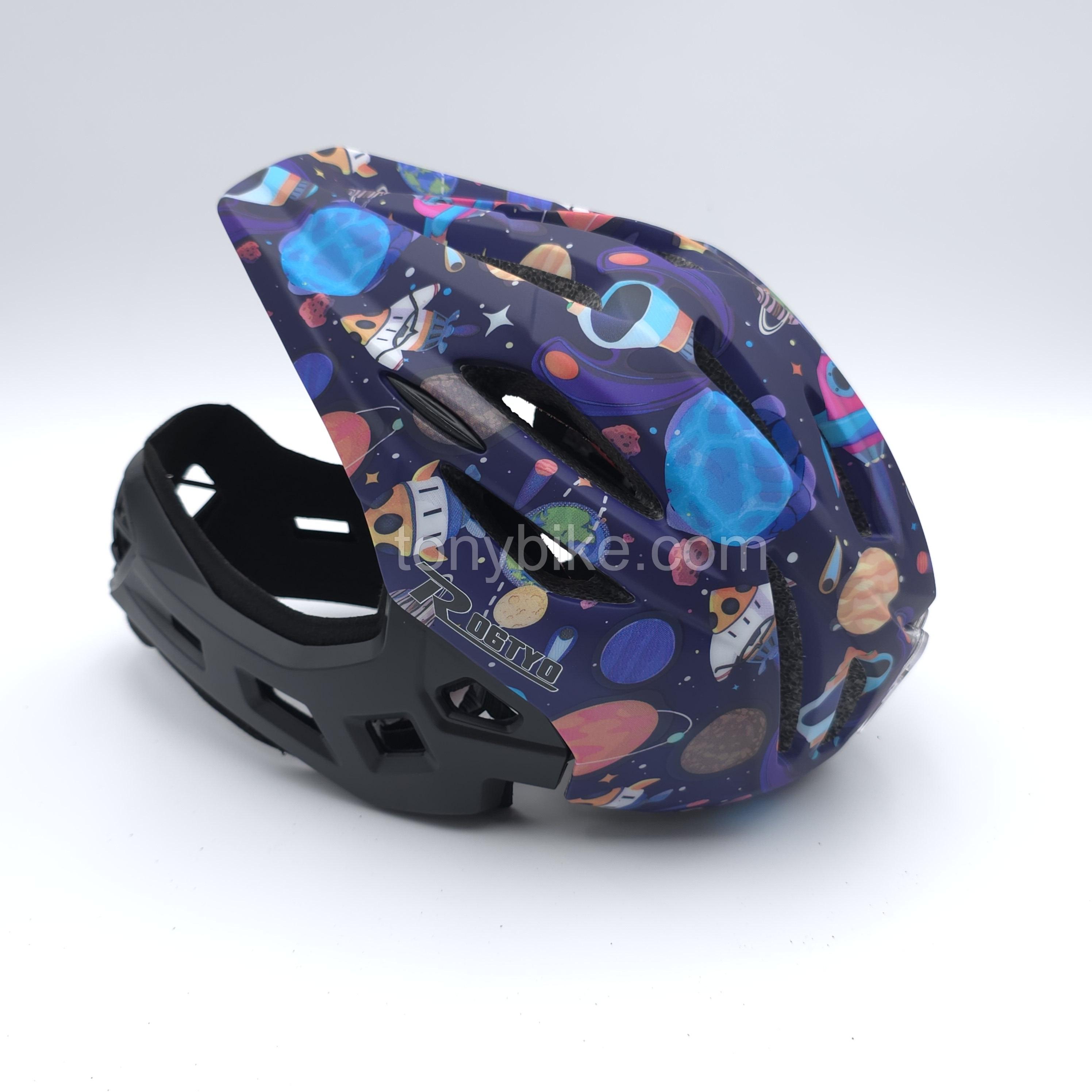 หมวกจักรยานเด็ก เต็มใบ สีฟ้า ลายอวกาศ 46-53 ซม. สำเนา