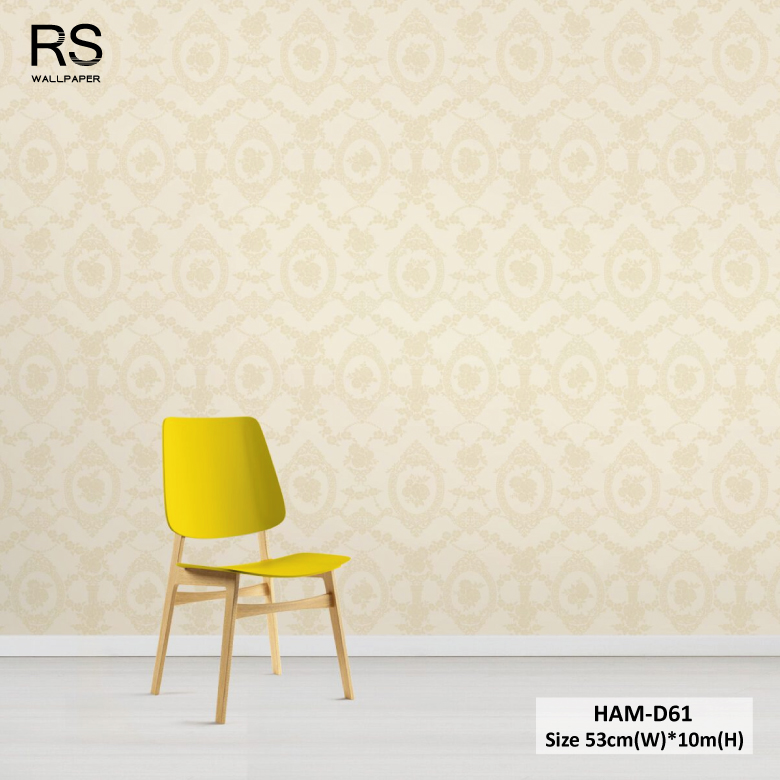 วอลเปเปอร์ลายดอกไม้วินเทจ สีครีมทอง HAM-D61