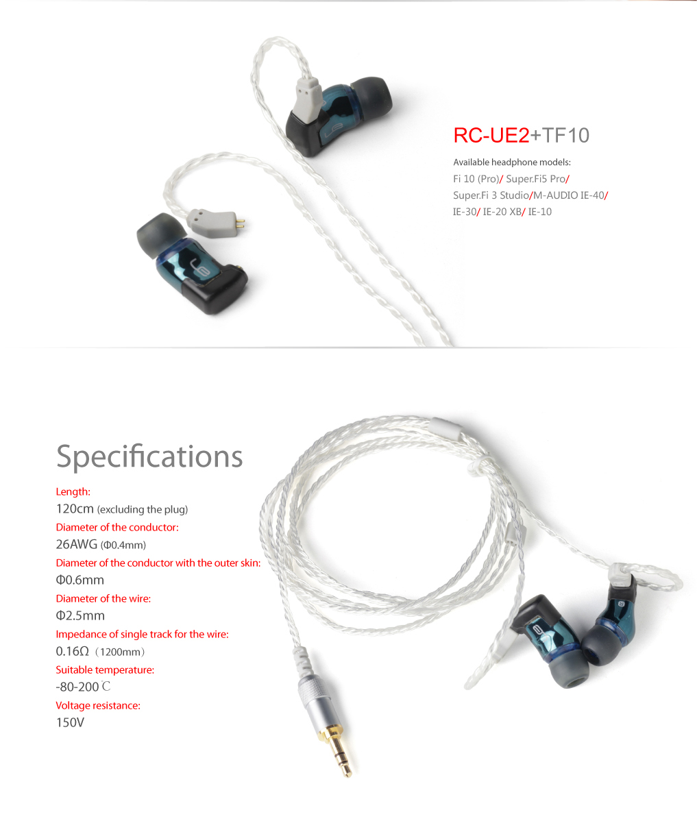 ขายสาย FiiO RC-UE2 สายแบบถักสำหรับเปลี่ยนหูฟัง Ultimate Ears Fi3 Fi5 TF10 / M-Audio คุณภาพดีเยี่ยมในราคาเบาๆ