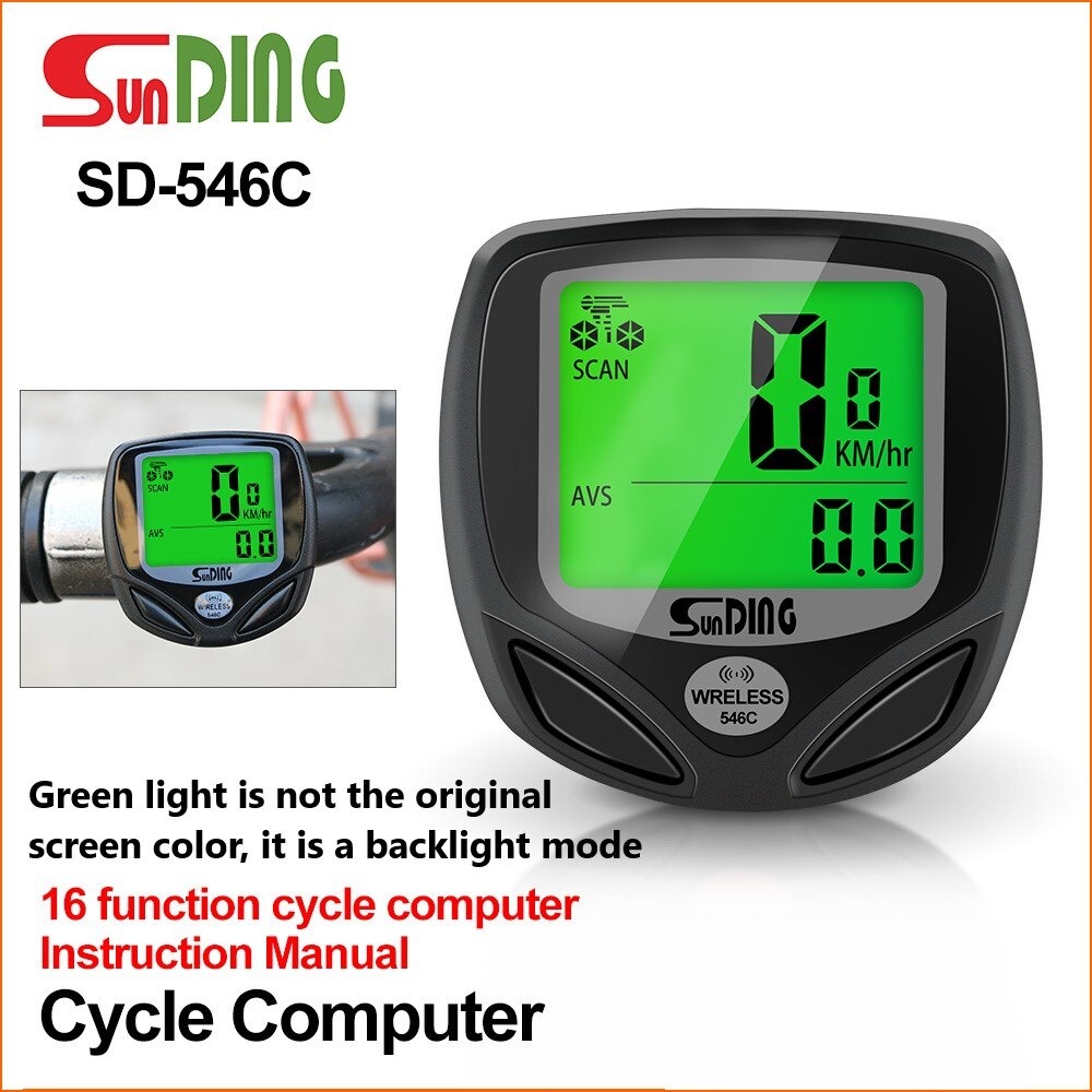 ไมล์จักรยานไร้สาย SUNDING SD546C แบบมีไฟ