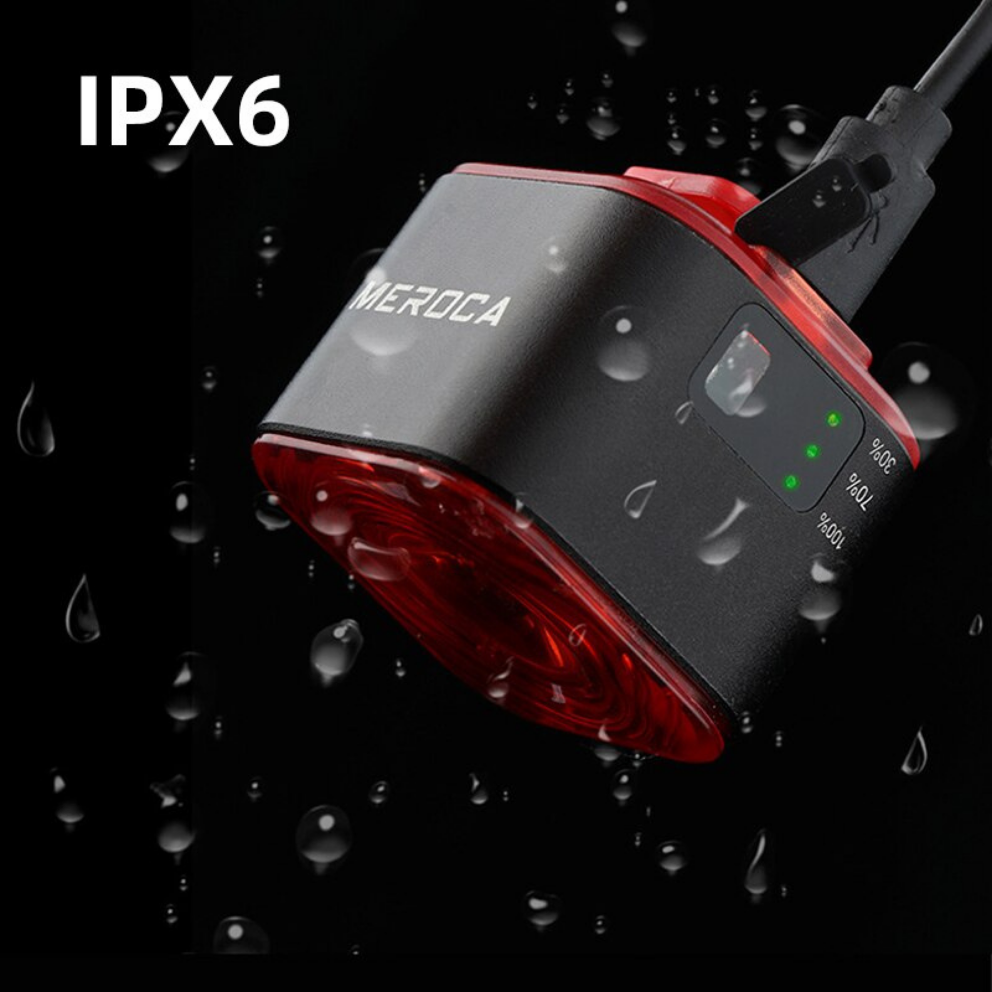 ไฟท้ายจักรยานออโต้เบรค MEROCA 500mAH Bicycle Rear Light USB Charging High Brightness 100 lumens