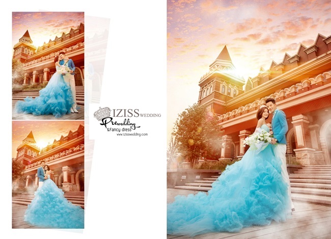 PW094 - **พรีออเดอร์เฉพาะชุดผู้หญิง** ชุดคู่ถ่ายพรีเวดดิ้ง (prewedding dress) & ชุดแต่งงานแฟนซี (Fancy wedding dress)ชายหญิง "ธีมสีฟ้า"