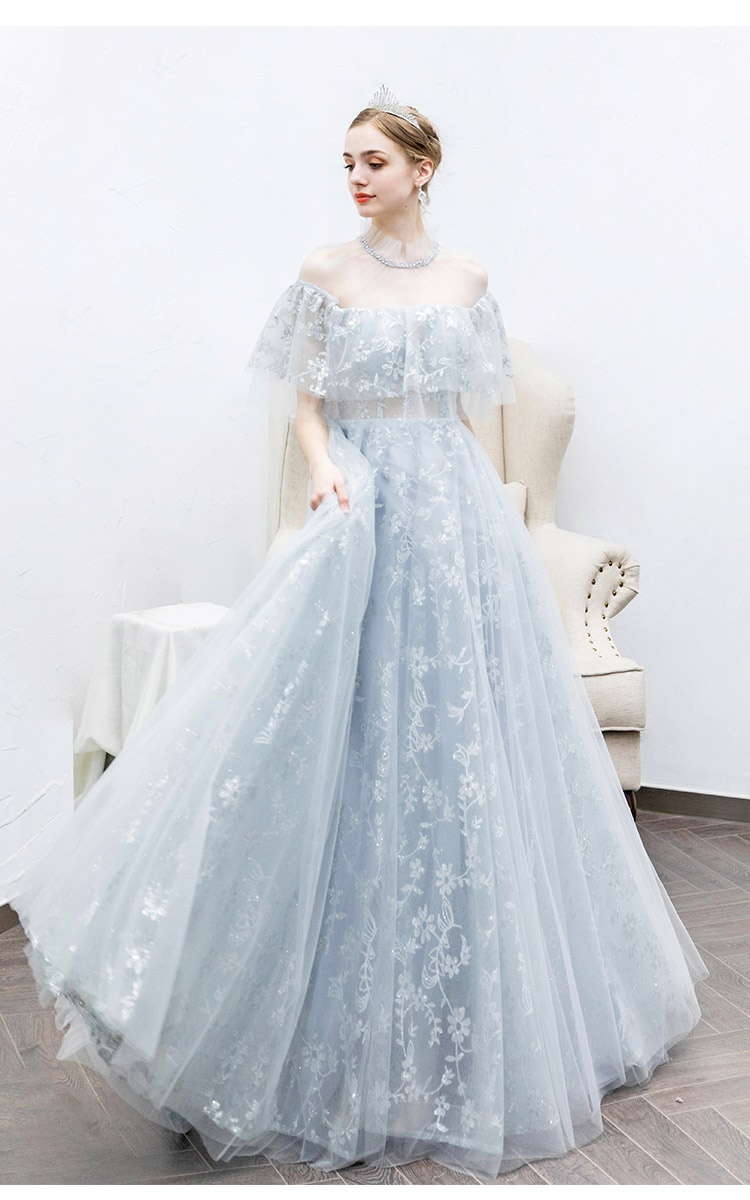 DL087 **พรีออเดอร์**ชุดออกงานสีเทา ชุดราตรี เดรสยาวออกงาน (Night party dresses) ชุดไปงานแต่งงานสวยๆ "ธีมสีเทา"