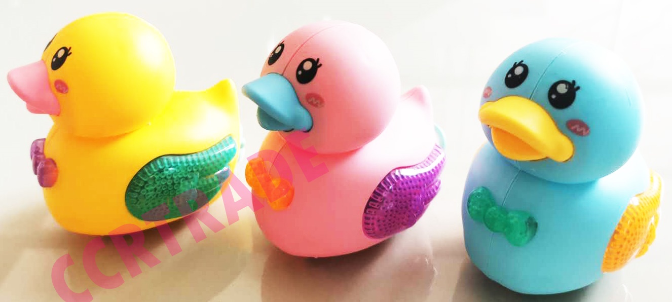 เป็ดสีหวานดึงสาย มีไฟถาด 7.5x8 ซม.(งานห้าง)