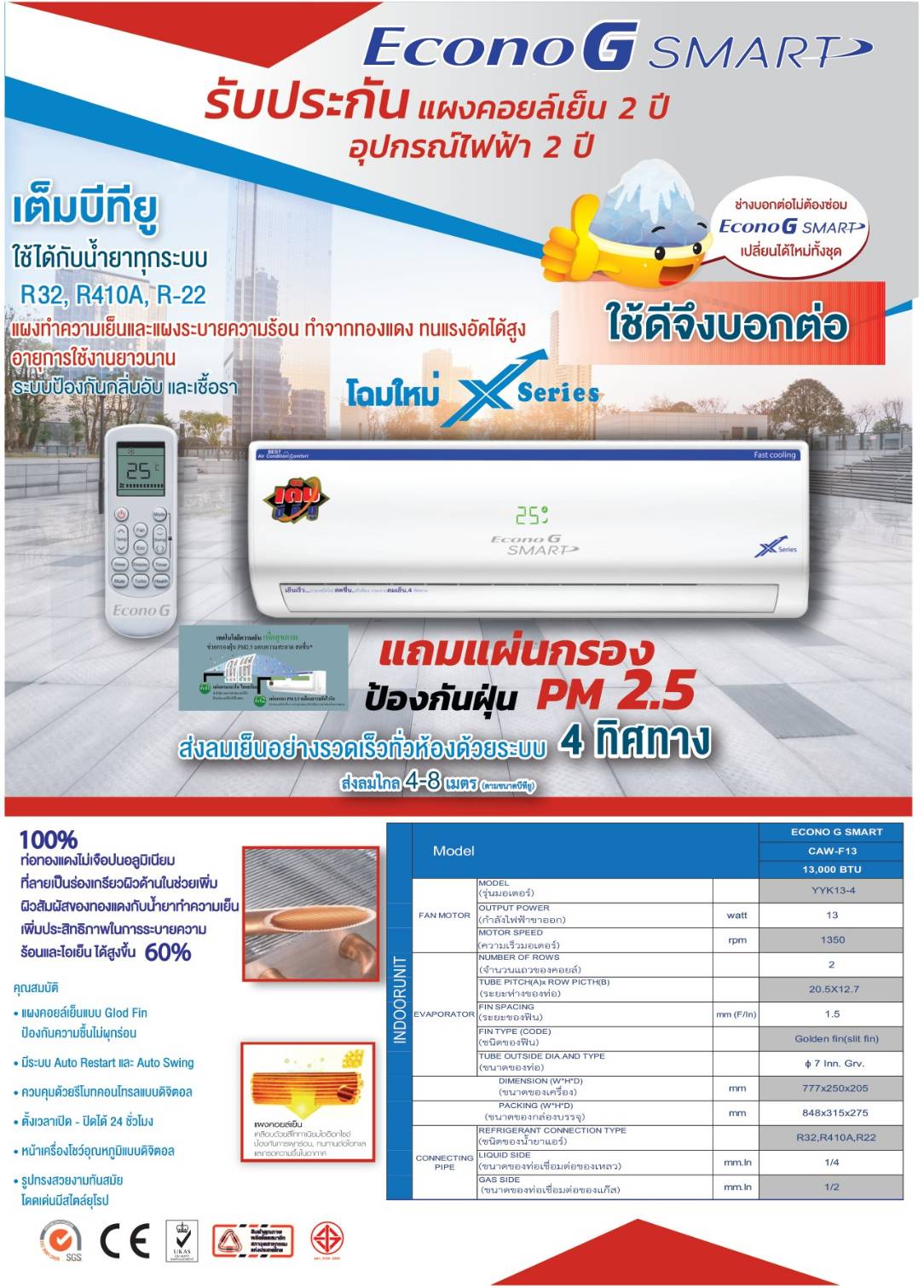 โครงวอลไทพ์ ECONO G SMART 12,000 BTU