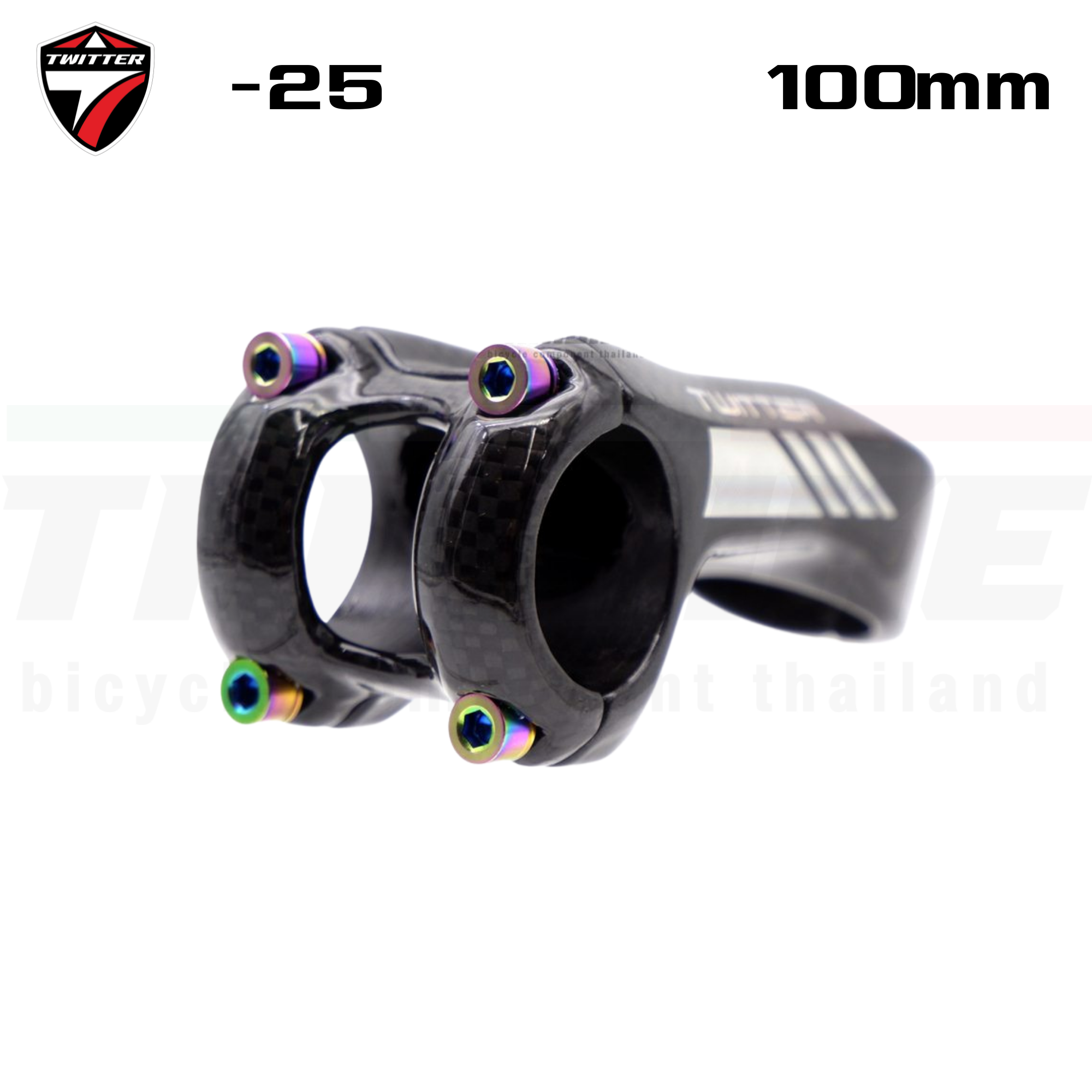 สเต็มจักรยานแบบฟูลคาร์บอน T.WITTER +-25X100มม. น็อตไทเทเนี่ยม