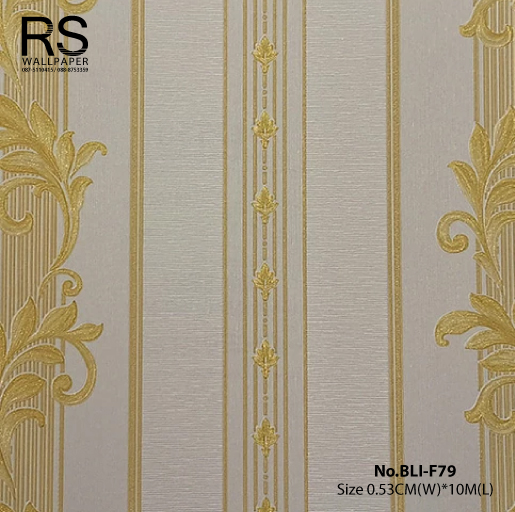 วอลเปเปอ์ ลายหลุยส์ผสมลายทาง โทนสีเหลืองทอง No.BLI-F79