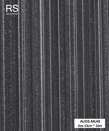 วอลเปเปอร์ ลายเส้นสีดำ พื้นดำเข้มปนกลิตเตอร์สีเงิน AUD3-ML49