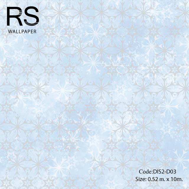 วอลเปเปอร์ลายเกร็ดน้ำแข็งสีเงินพื้นสีฟ้า ดิสนีย์ FROZEN2 DIS2-D03
