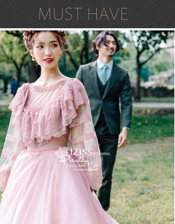 PW566- **พร้อมส่งค่ะ**ชุดคู่ถ่ายพรีเวดดิ้ง (prewedding dress) & ชุดแต่งงานแฟนซี (Fancy wedding dress)ชายหญิง "ธีมสีชมพูกลีบบัว"