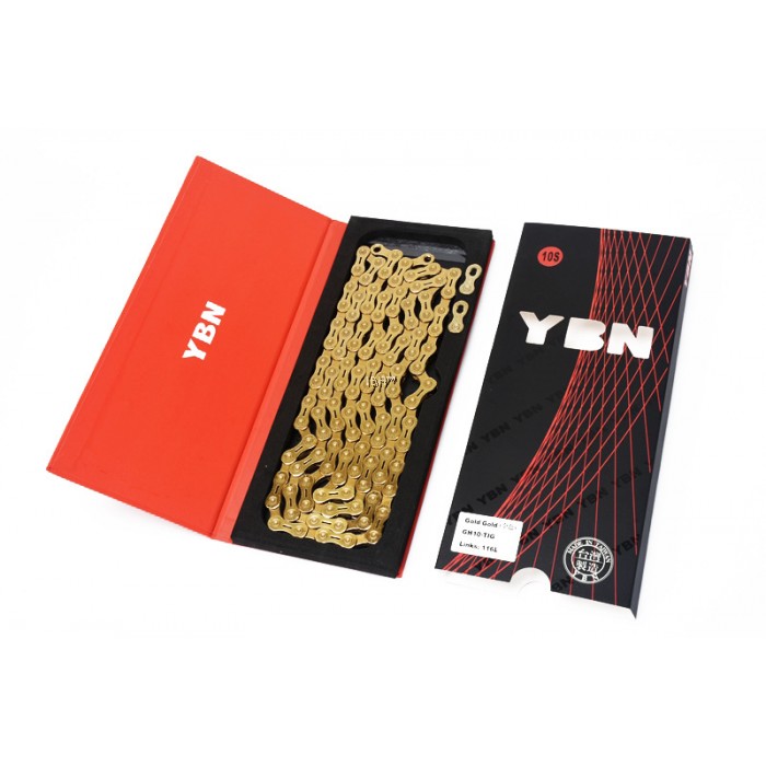 โซ่จักรยาน YBN 10/11spd. สีทอง 116L Ti-N Gold SLA 11 for SHIMANO, CAMPAGNOLO AND SRAM
