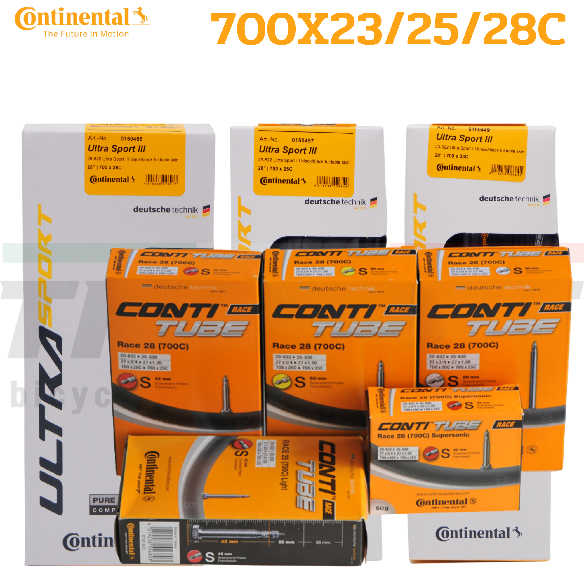 ยางนอกจักรยานเสือหมอบ ยางใน Continental Ultra Sport 3 700X23 700X25 700X28 (มีกล่อง) ผลิตใหม่