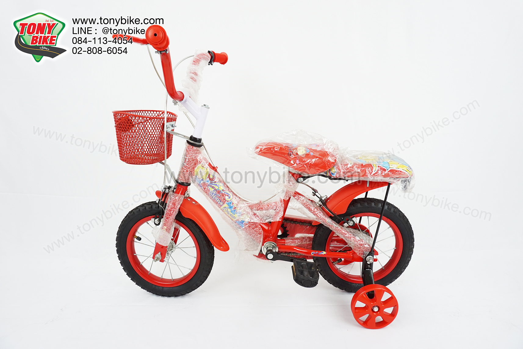 จักรยานเด็ก ล้อ 12 นิ้ว แฮนด์สูง สีแดง