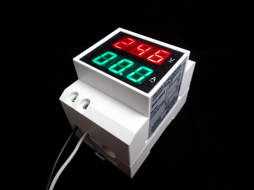 AC 2-in-1 Voltmeter / Ammeter 200-450V 1-99A DIN Rail Mount