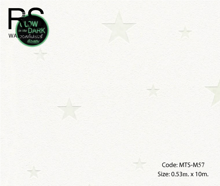 วอลเปเปอร์ลายดาวเรืองแสงพื้นโทนสีขาว MTS-M57