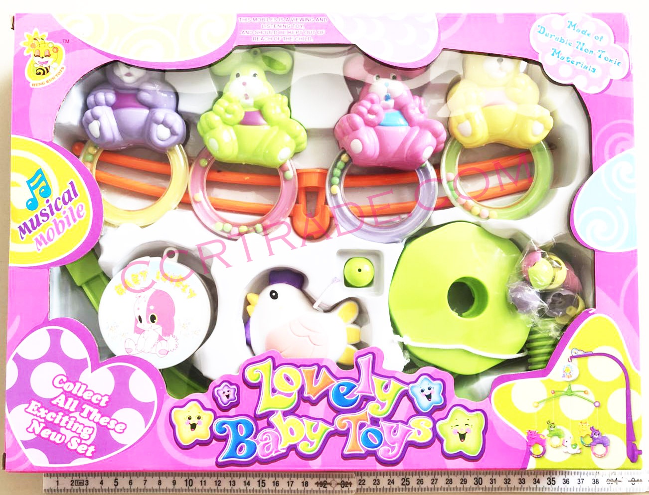 โมบายการ์ตูนยางนิ่มไขลาน มีเพลงกล่องชมพู 39 ซม.(1x3)