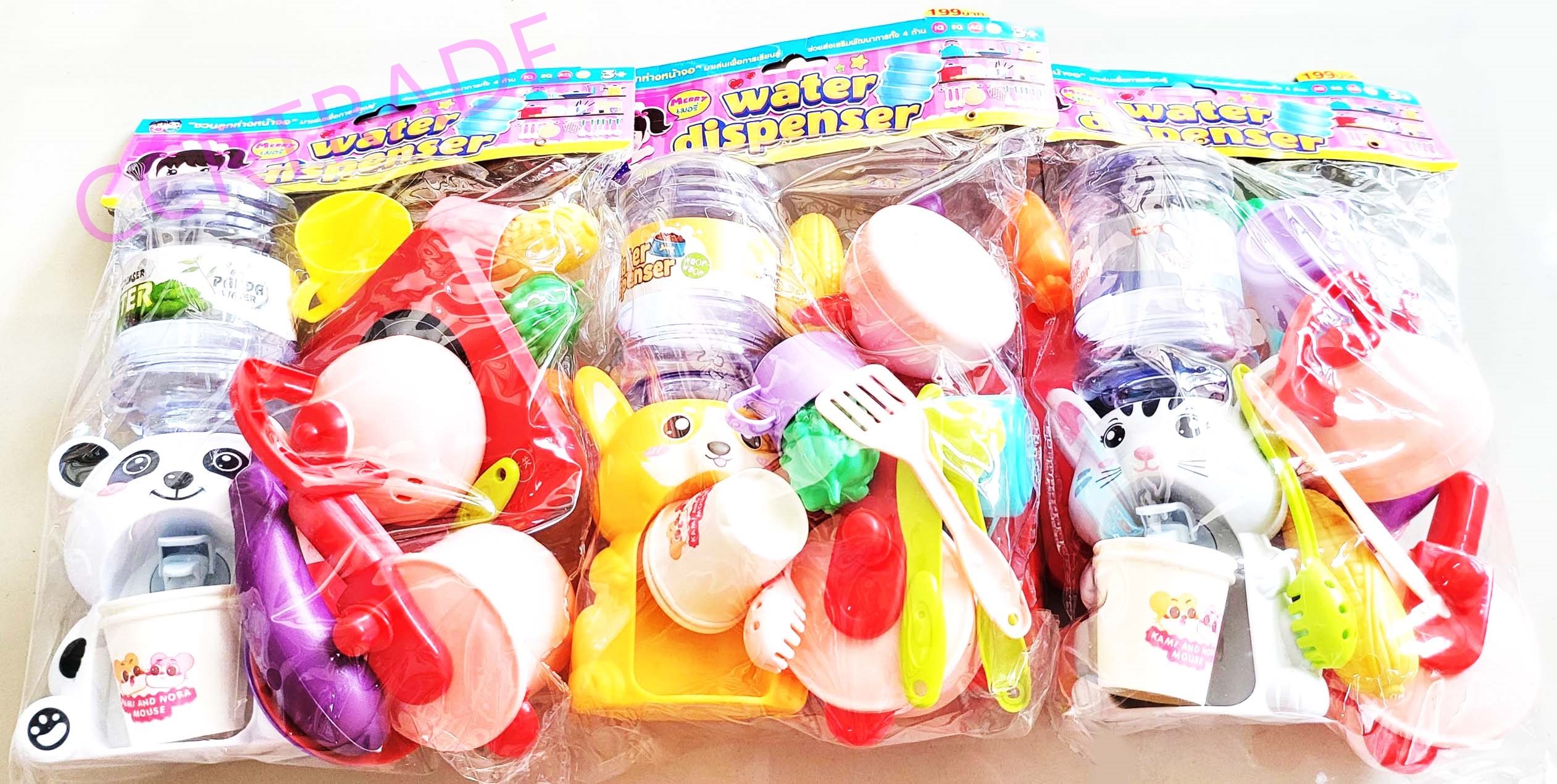 เซ็ทตู้กดน้ำการ์ตูน+อุปกรณ์ถุง PVC 24x35 ซม.(งานห้าง)(1x3)