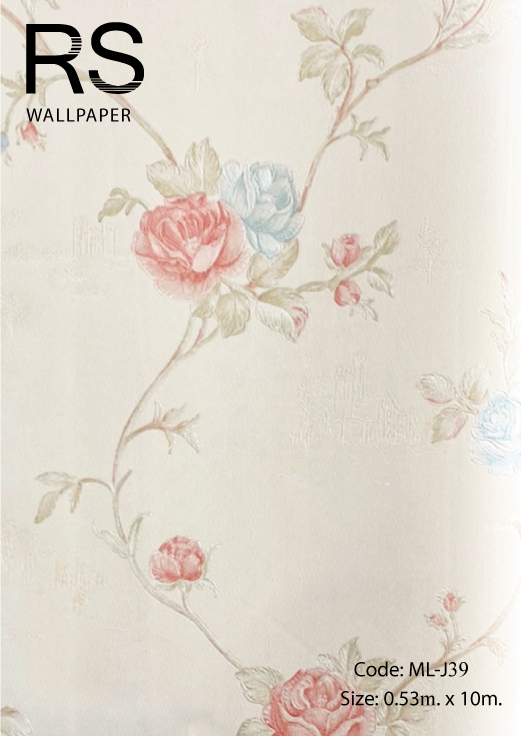 วอลเปเปอร์ลายใบไม้ดอกไม้เรื้อยโทนสีครีม ML-J39