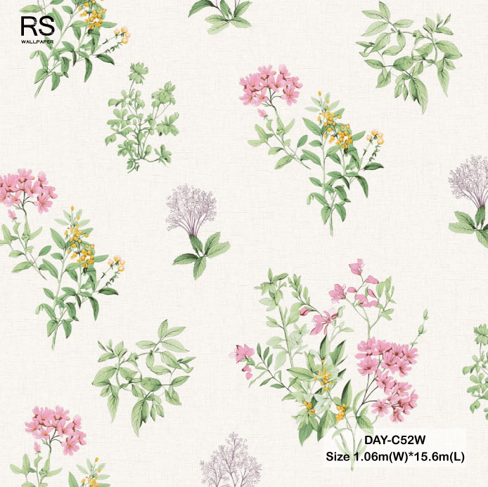 วอลเปเปอร์ลายดอกไม้สีชมพู พื้นสีชมพูอ่อน DAY-C52W